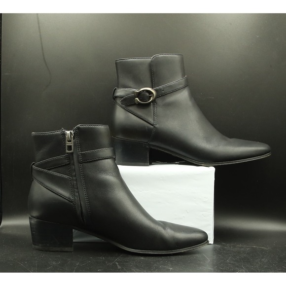 Coach Chrystie Leather Bootie, Zip-Up, Buckle, Black, Women's 6, Style G2408 - Picture 2 of 9